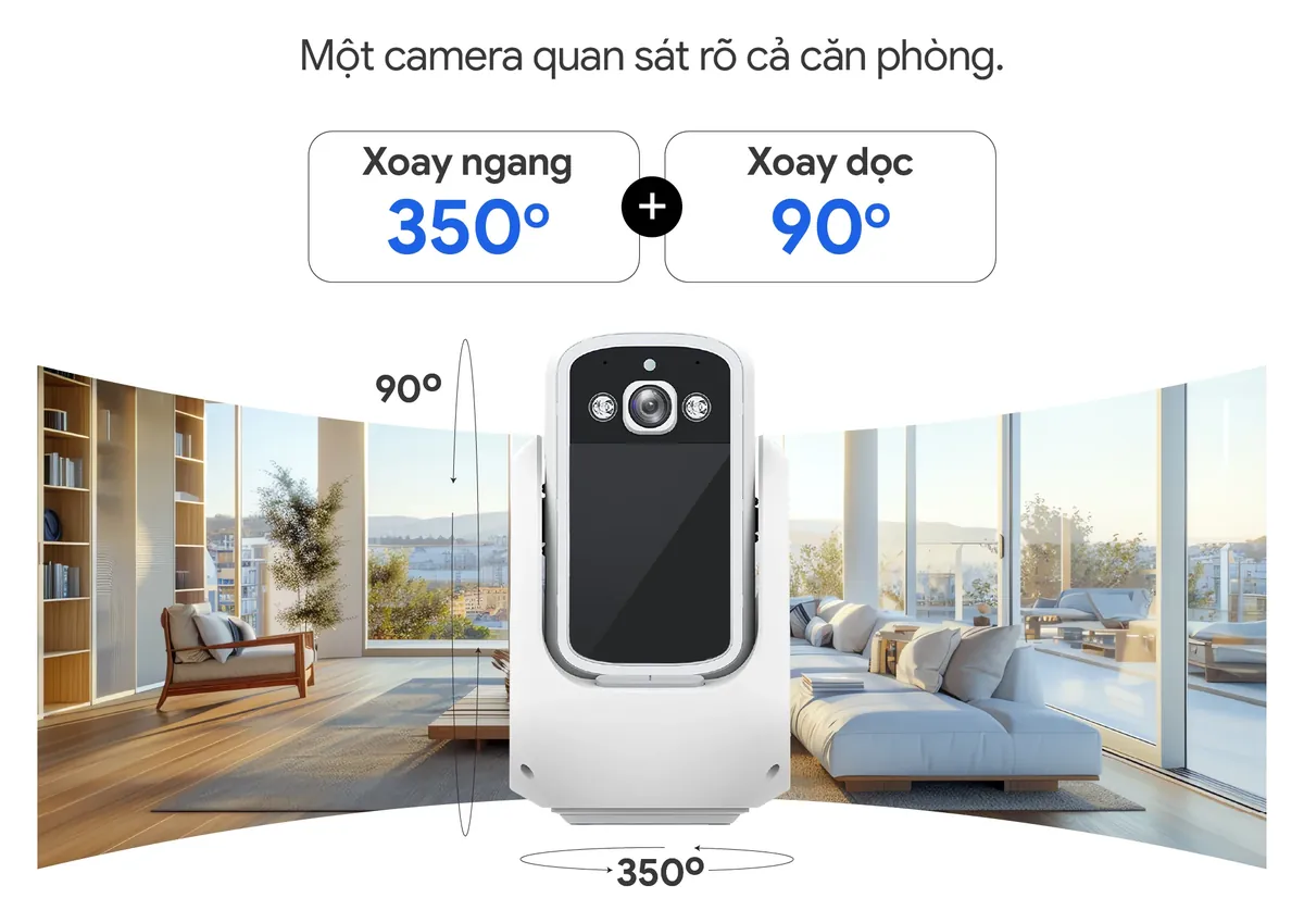 Camera DA8.1 xoay ngang 350 độ và dọc 90 độ